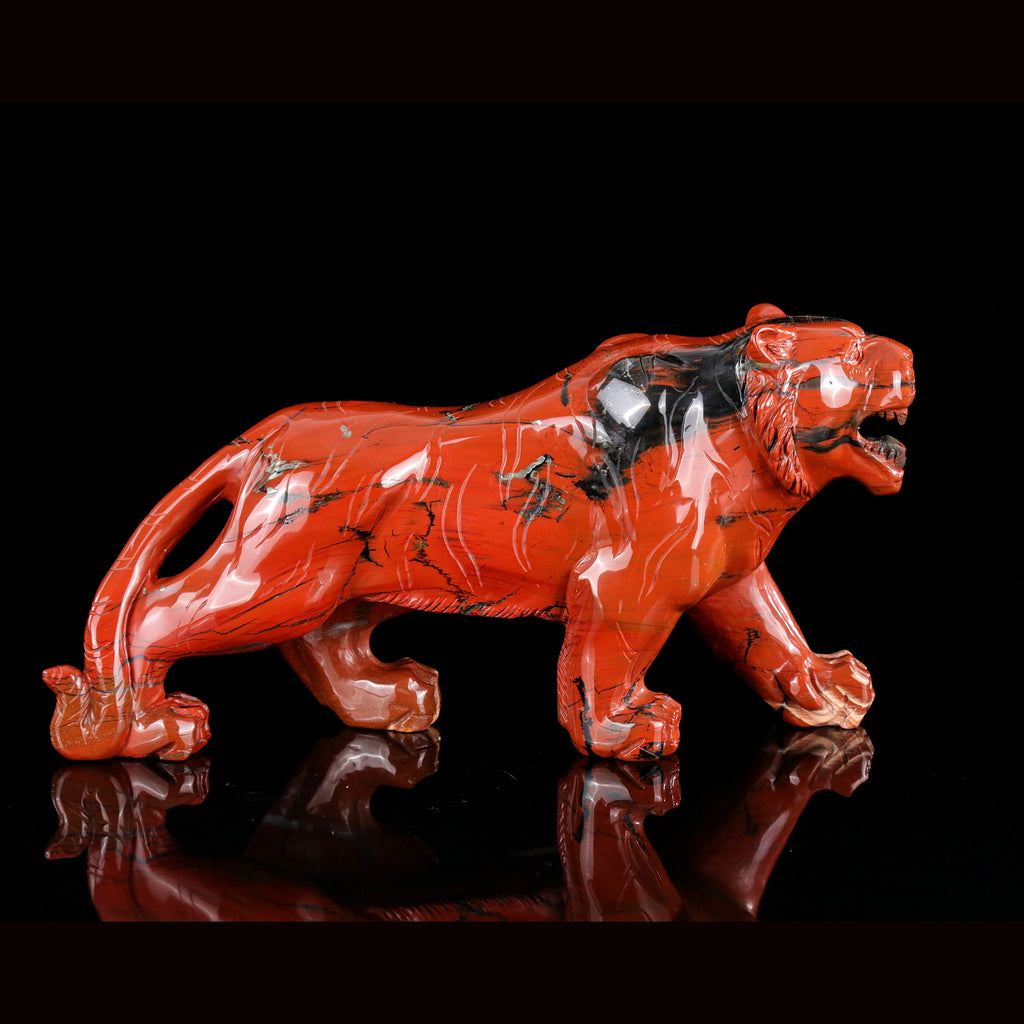 11.6" Red Jasper Tiger Carving  #CTC0078