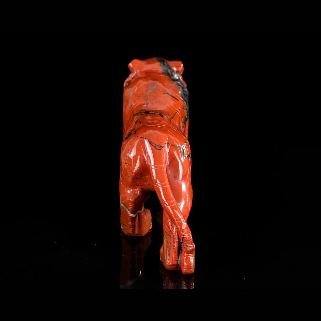 11.6" Red Jasper Tiger Carving  #CTC0078
