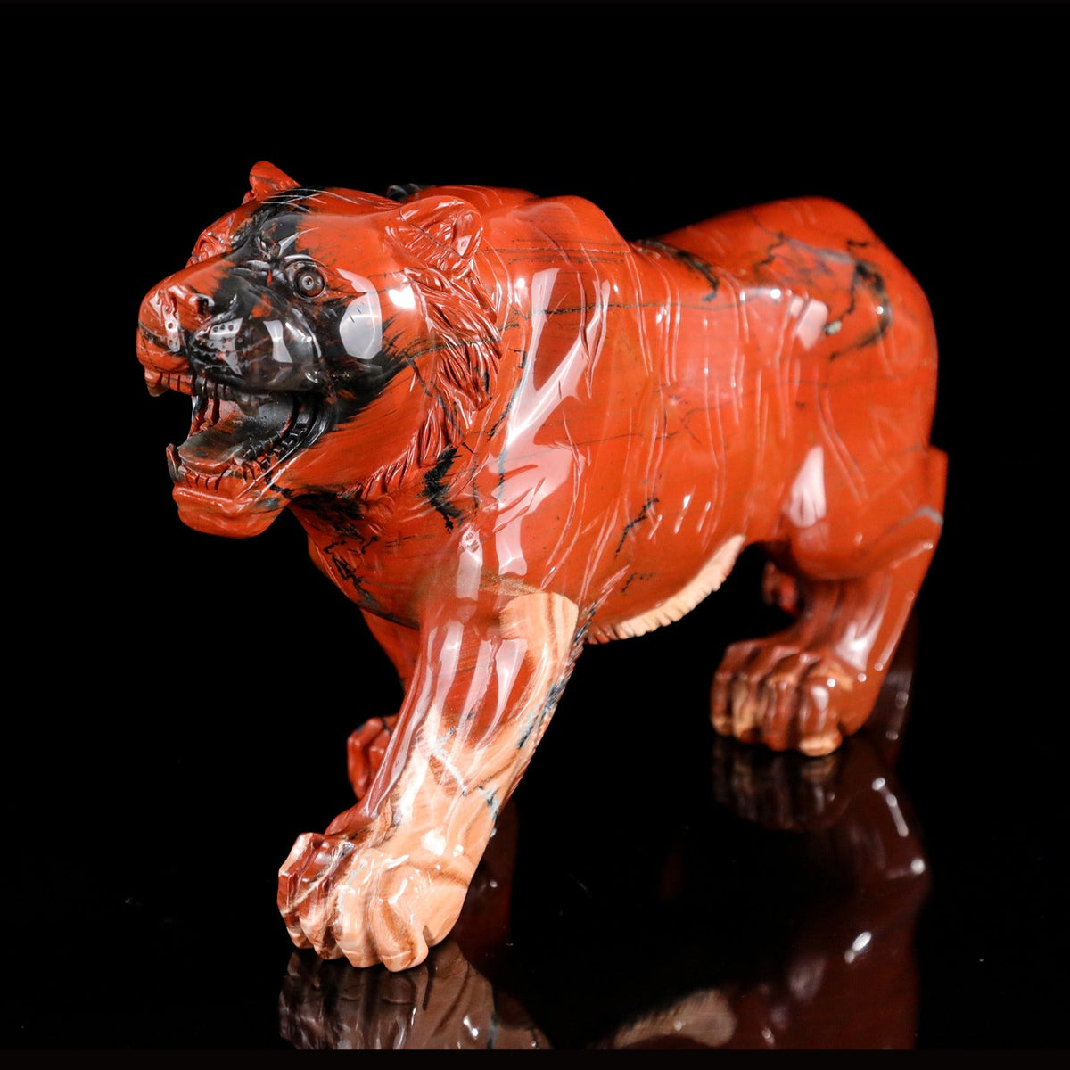 11.6" Red Jasper Tiger Carving  #CTC0077