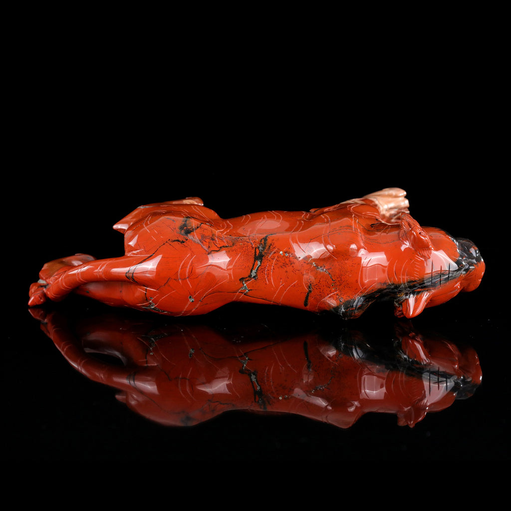 11.6" Red Jasper Tiger Carving  #CTC0078