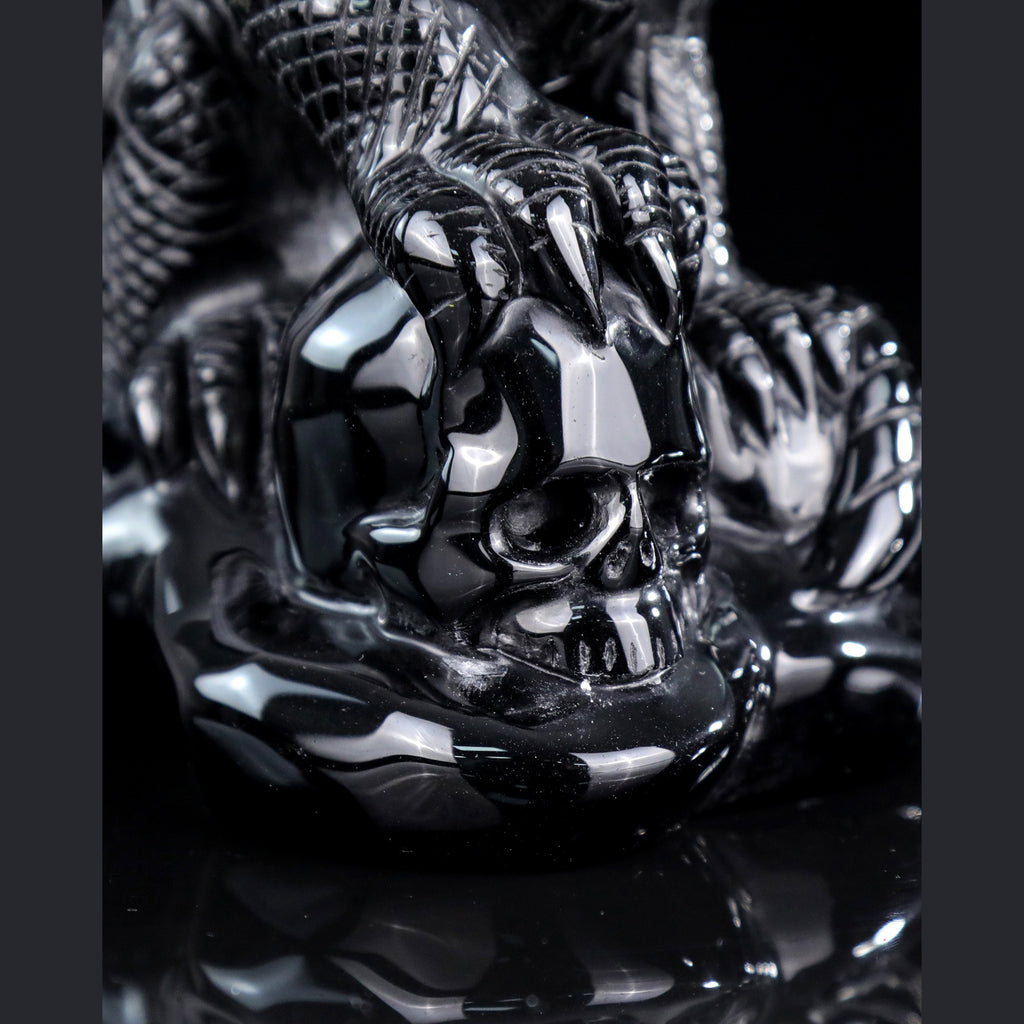 7.9" Black Obsidian Pterosaur Carving  #CTC0079