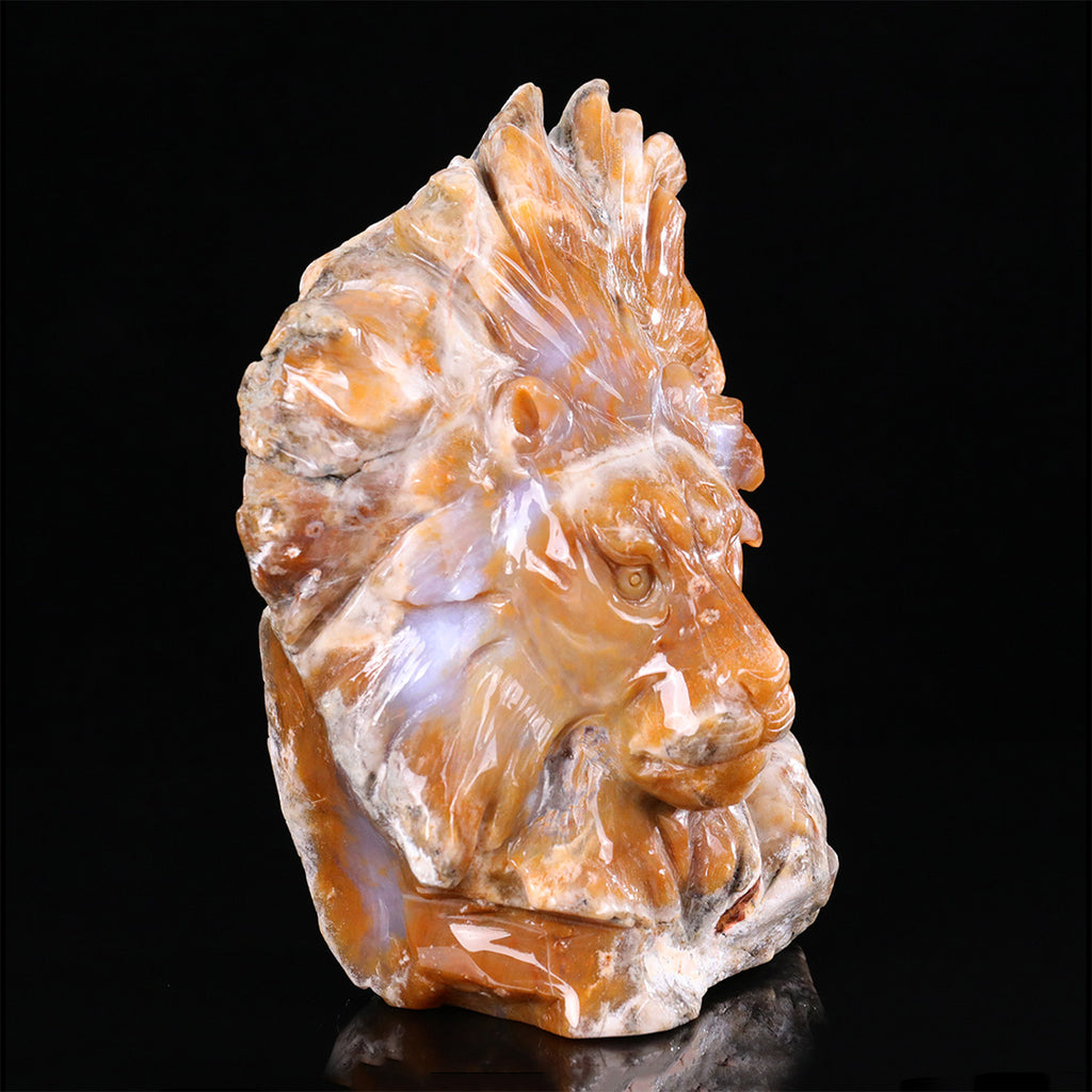 8.3" Yellow Chalcedony Lion Head  #CTC0082