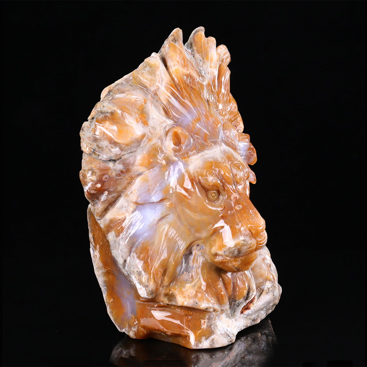 8.3" Yellow Chalcedony Lion Head  #CTC0081