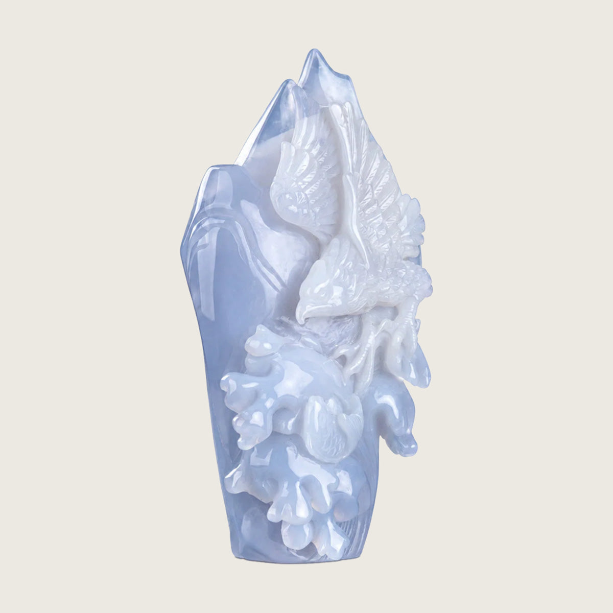 7.7" Blue Chalcedony Crystal Eagle Carving  #CTC0070