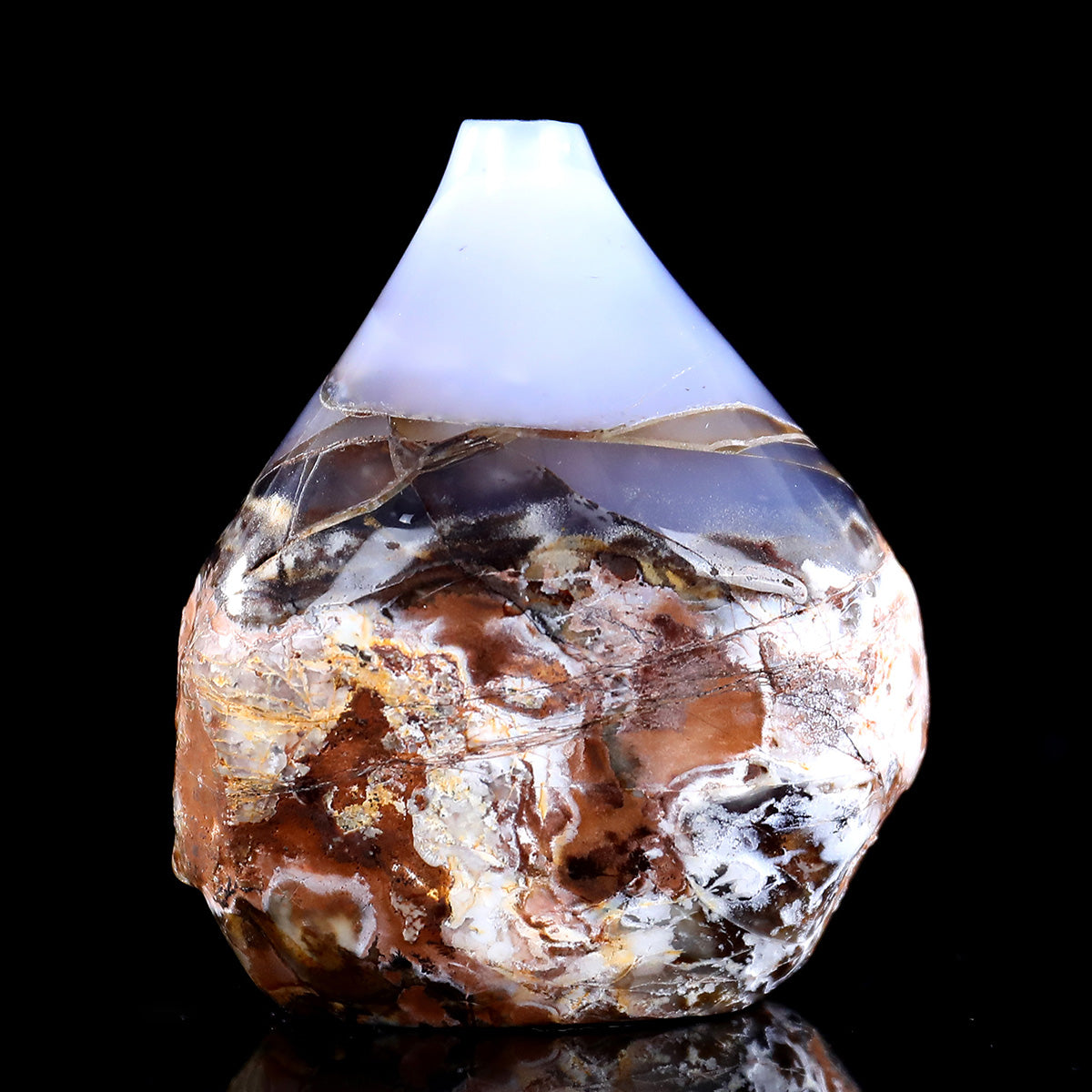 3.3" Blue Chalcedony Crystal Vase Carving  #CHA0036