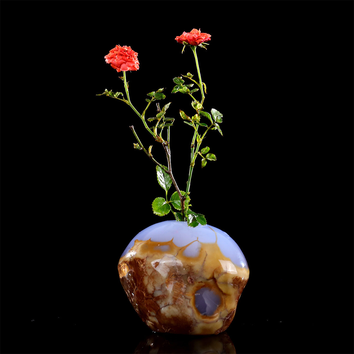 3.6" Blue Chalcedony Crystal Vase Carving  #CHA0037