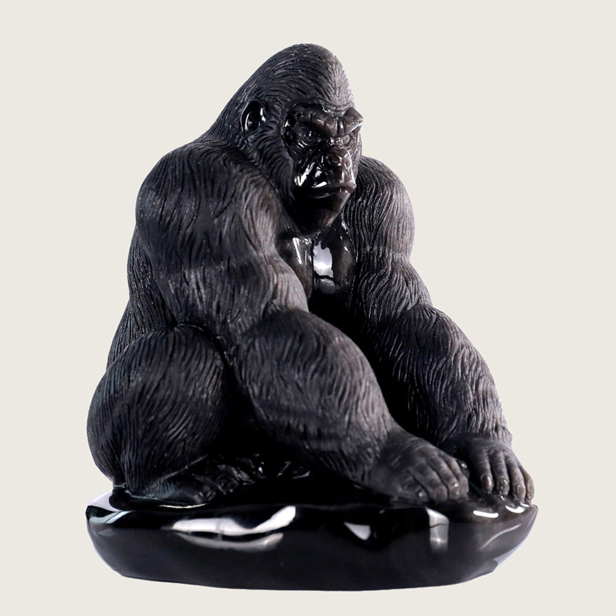 4.0" Silver Obsidian Gorilla Carving  #CTC0012