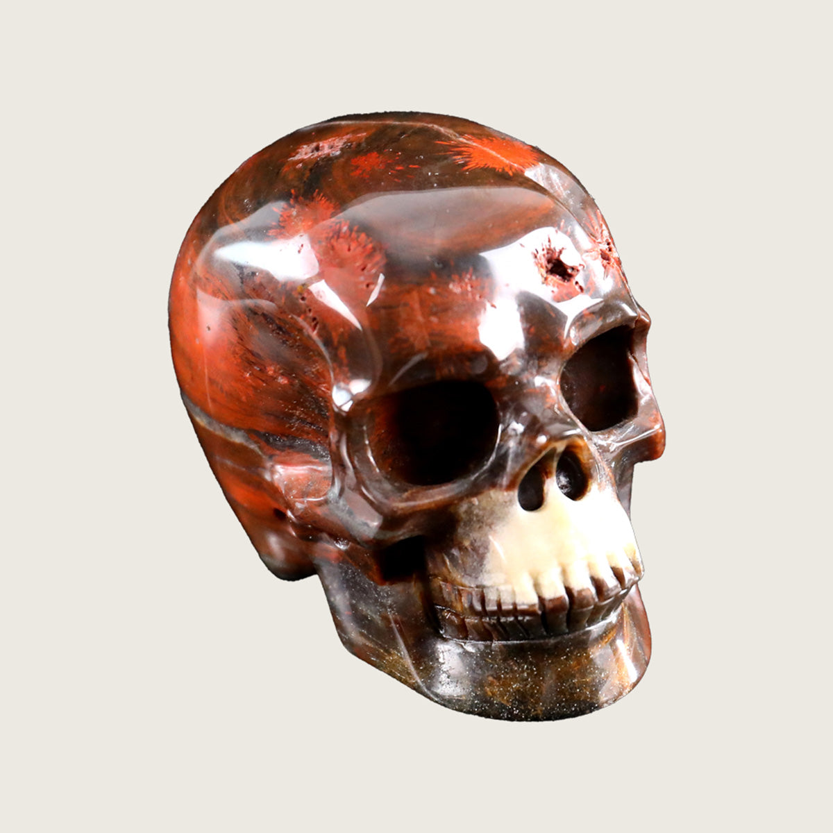 3.0" Red Jasper Human Skull Carving  #SKH30013