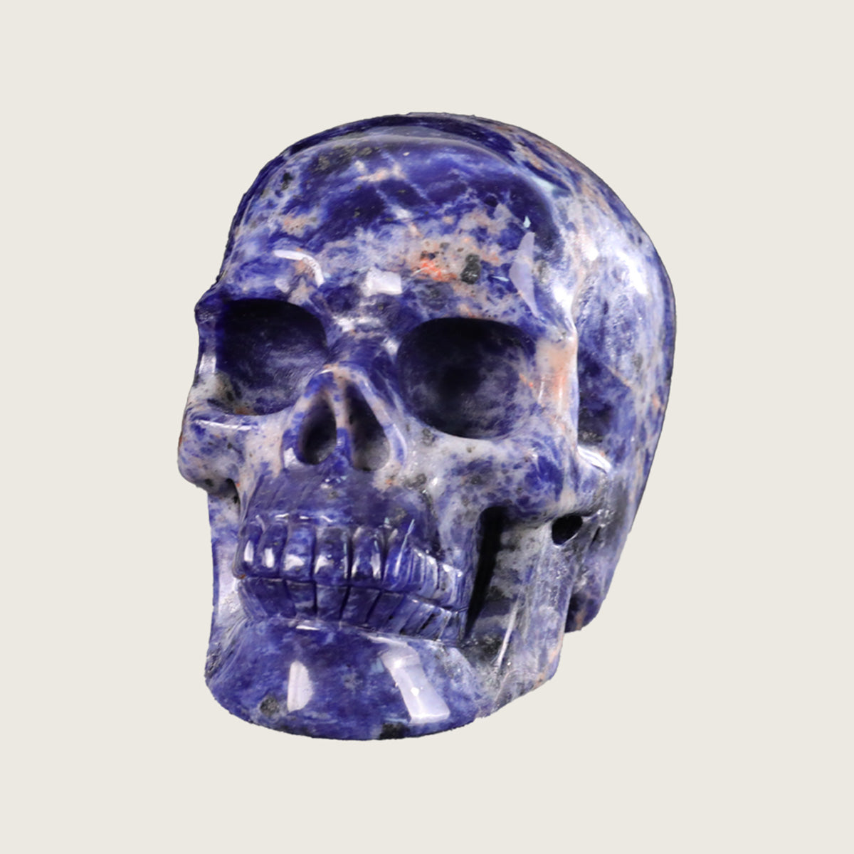4.5" Sodalite Human Skull Carving  #SKH45006