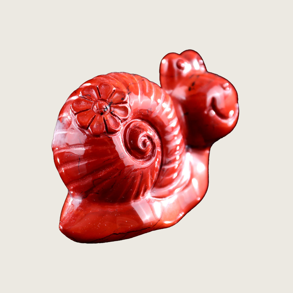 3.0" Red Jasper Snail Carving  #CHA0010