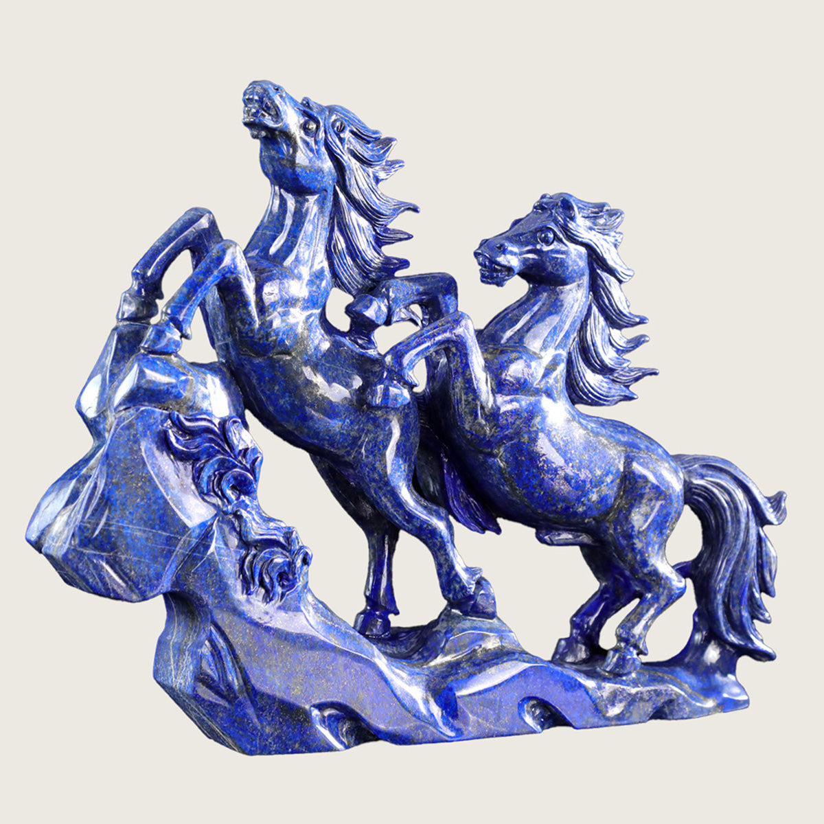 12.0" Lapis Lazuli Double Horses Carving  #CTC0008