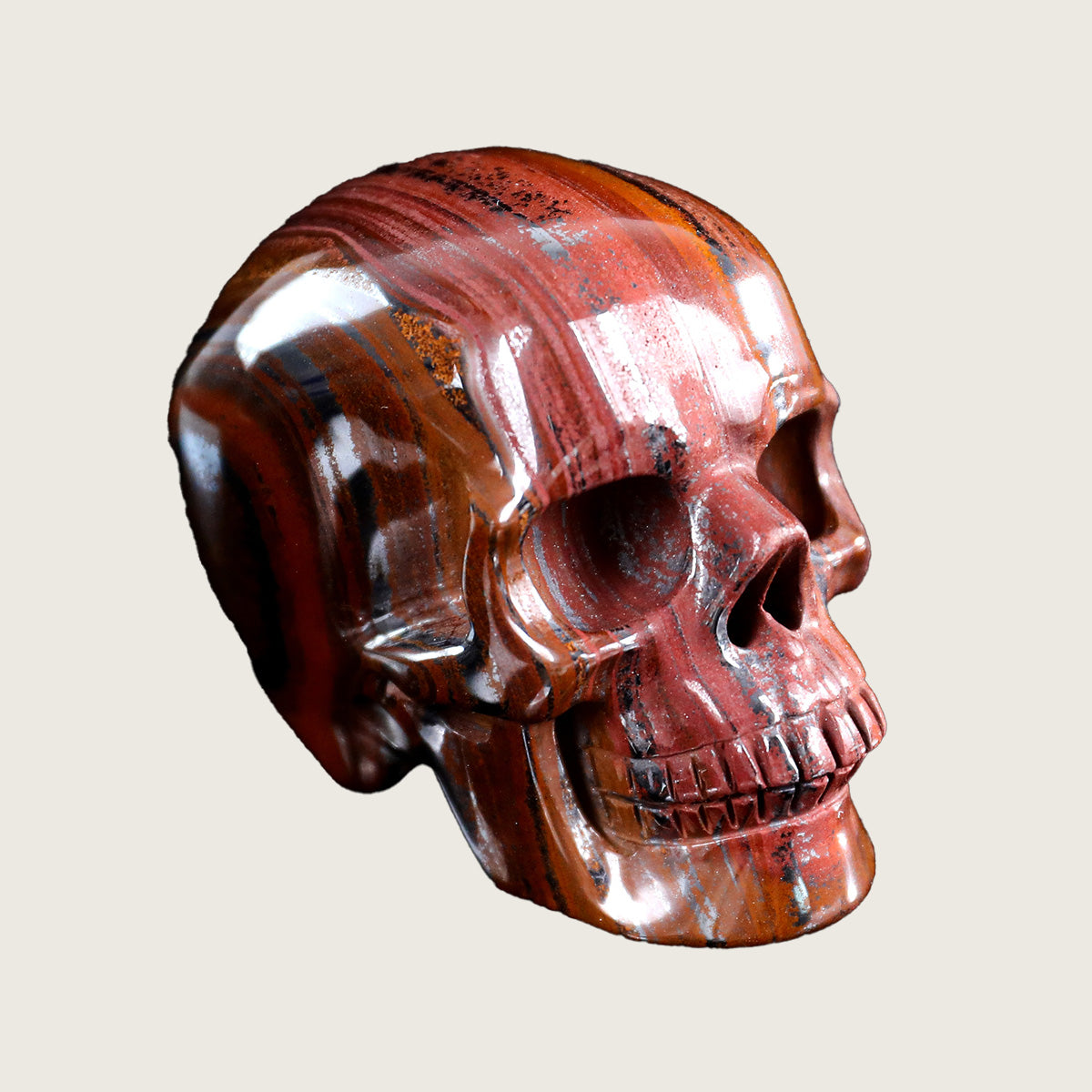 3.0" Tiger Iron Crystal Skull Carving  #SKHTI3001