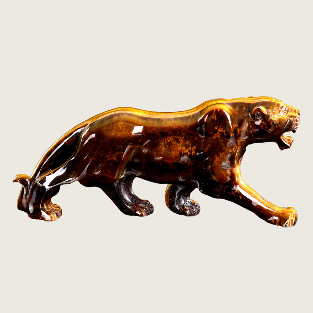 10.8" Tiger Eye Leopard Carving  #CTC0007