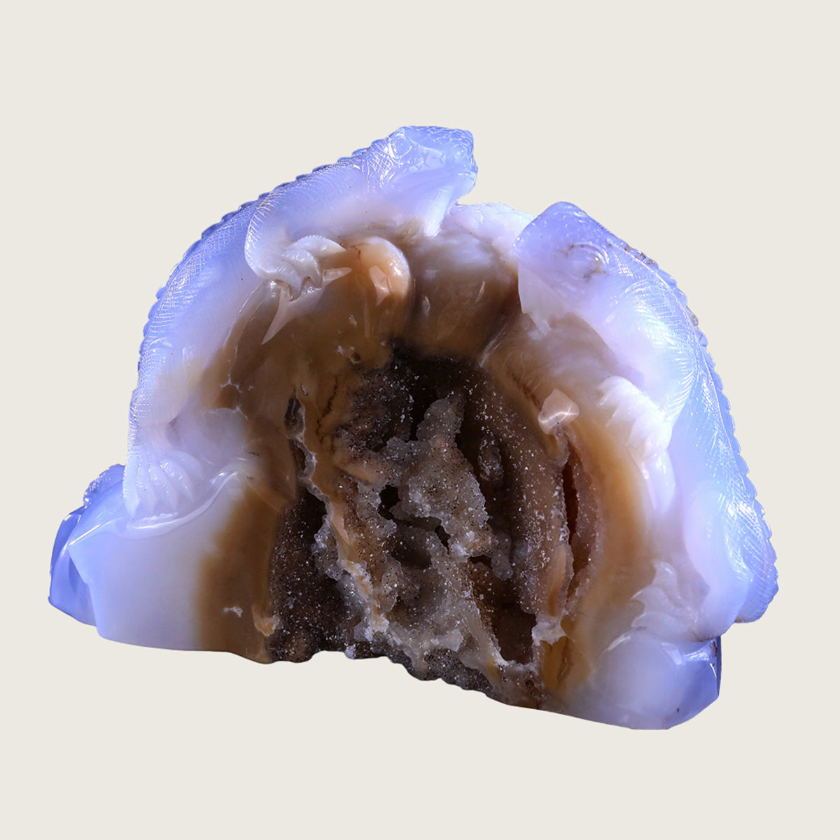 7.0" Blue Chalcedony Lizards Carving  #GDC0002