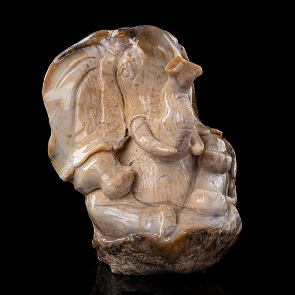10.5" Yellow Chalcedony Seated Elephant  #CTC0089