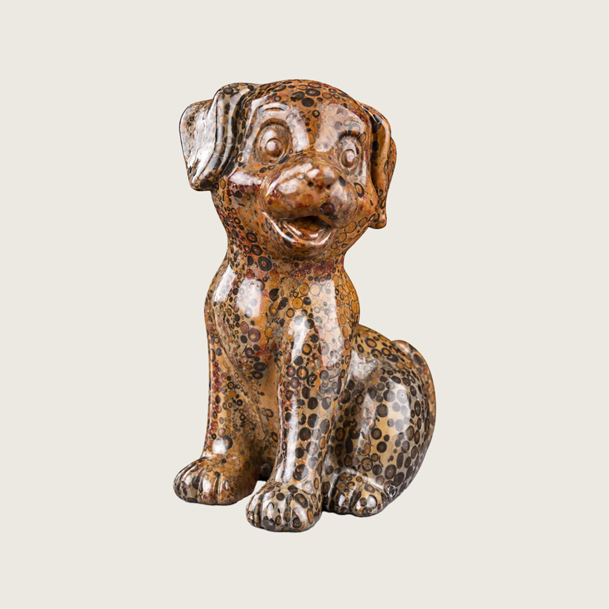 3.9" Leopard Skin Jasper Labrador Dog Carving  #CTC0043