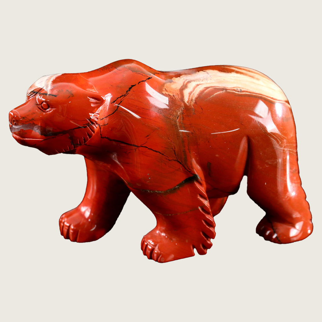 7.1" Red Jasper Polar Bear Carving  #CTC0023