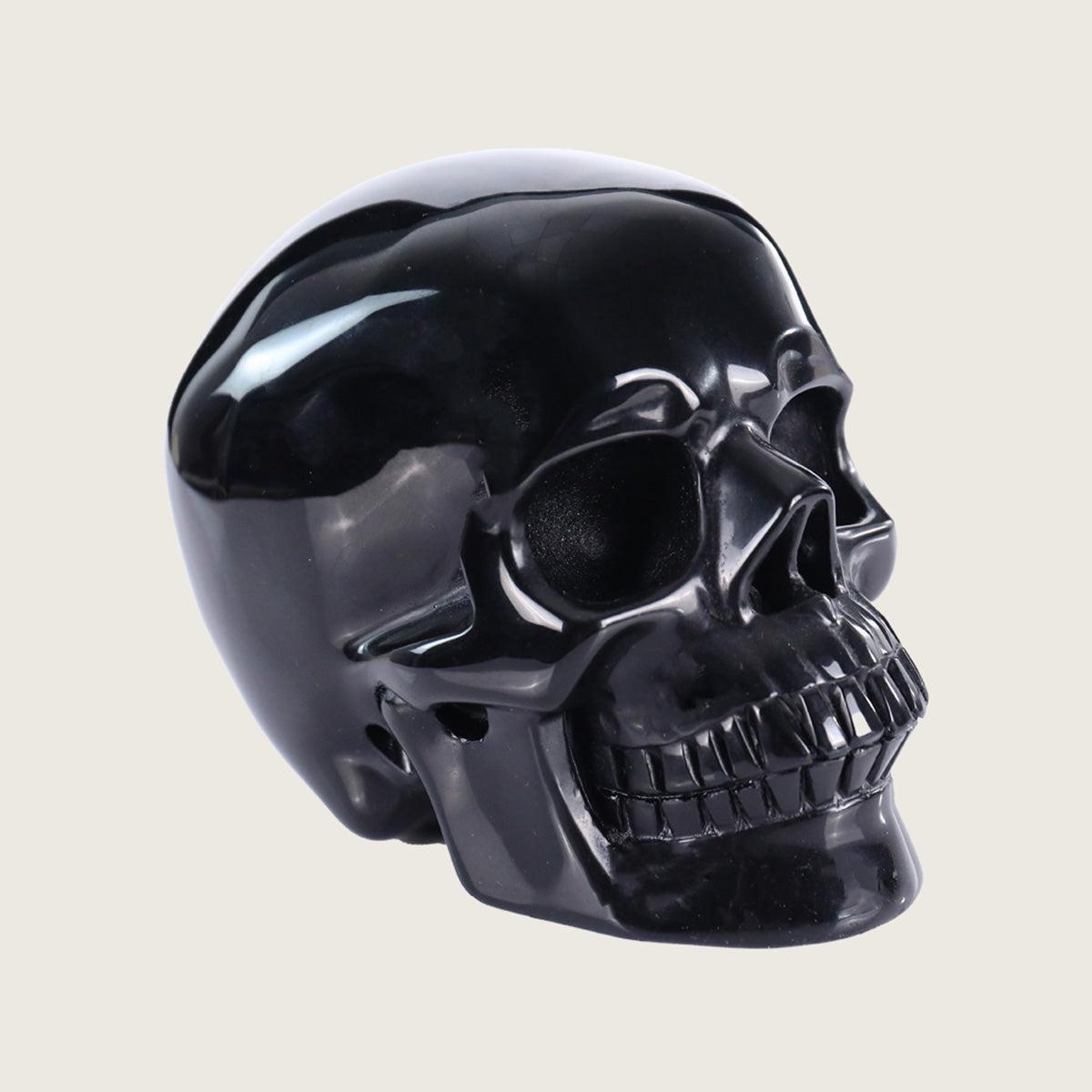 3.0" Black Obsidian Human Skull Carving  #SKH30025
