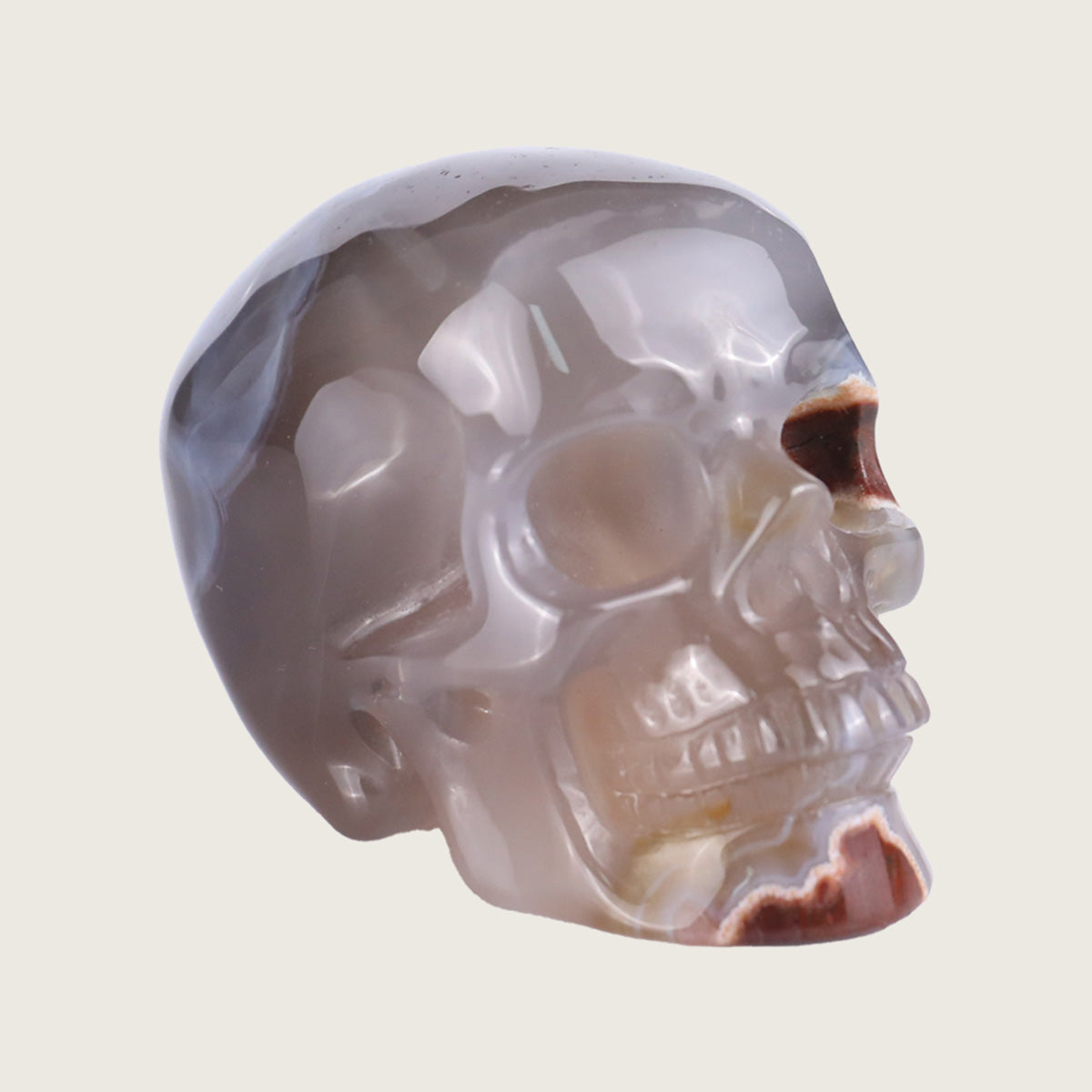 2.2" Volcanic Agate Human Skull Carving  #SKH22014