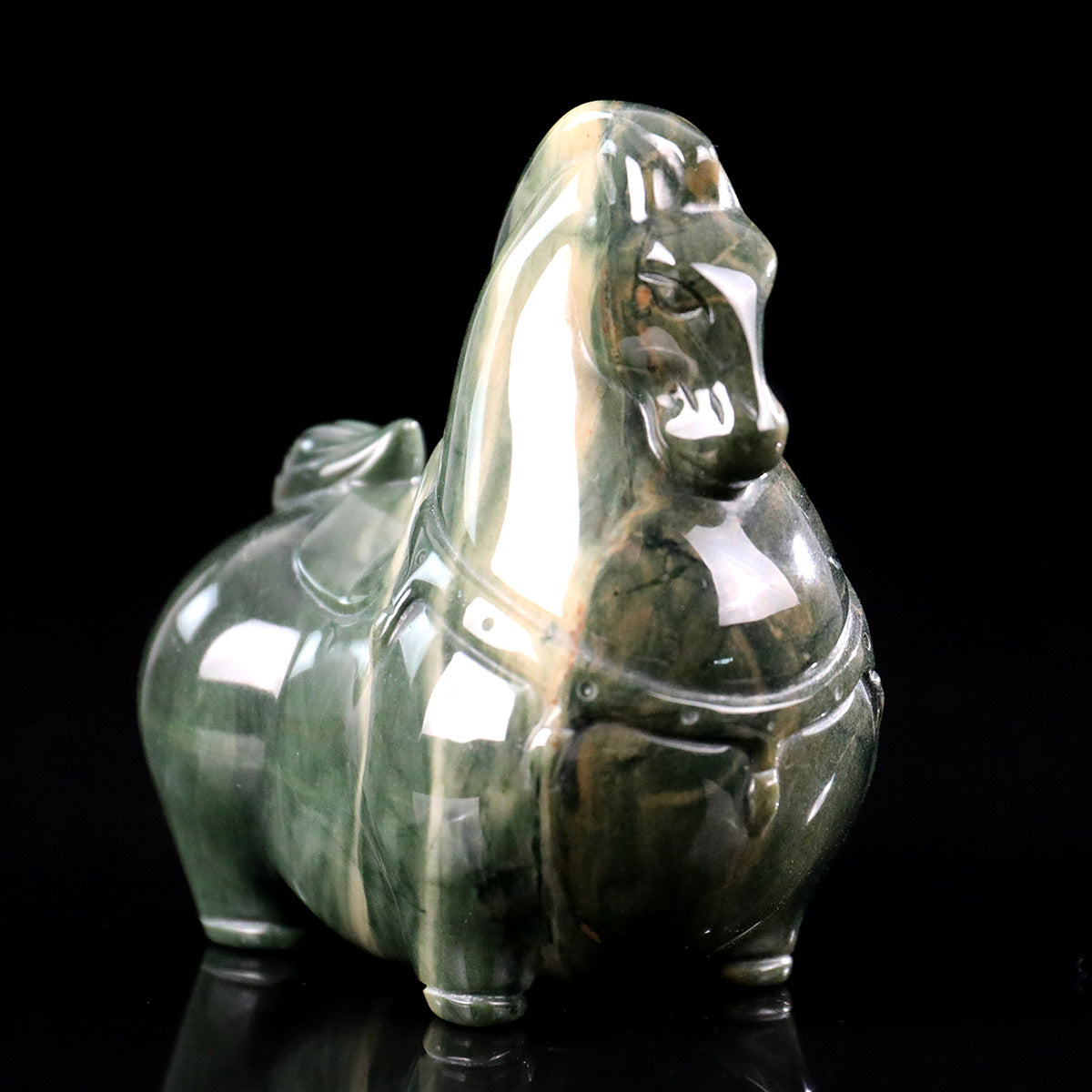 2.7" Jiulong Jade Tang Horse Carving  #CHA0026