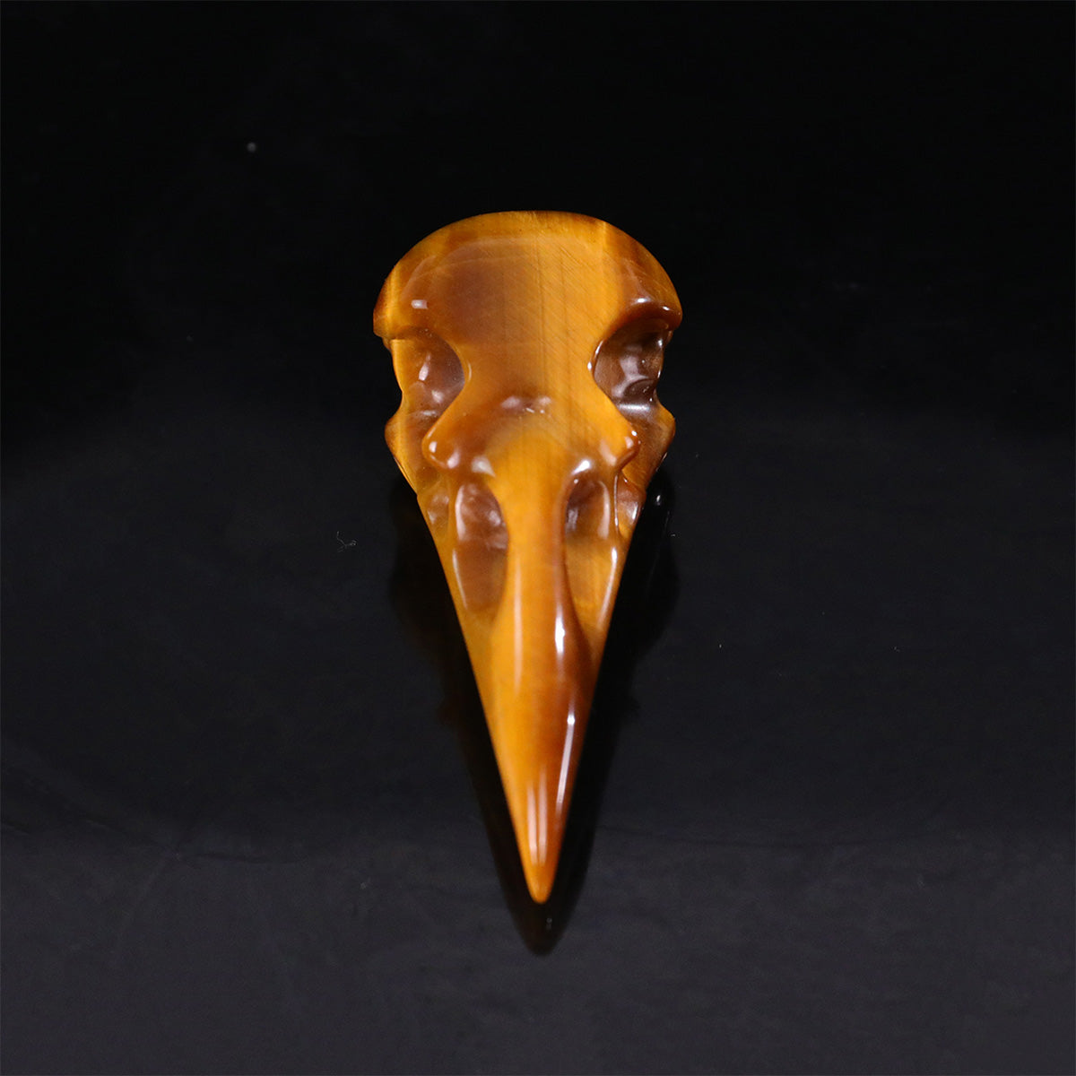 2.5" Tiger's Eye Raven Skull Pendant Carving  #CSC0044
