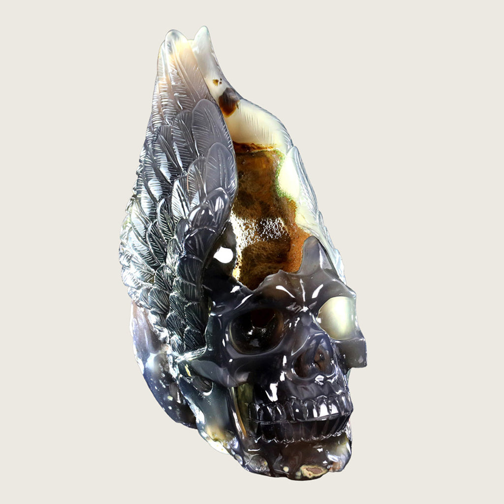 5.2" Geode Agate Huge Skull Carving  #SCS0006