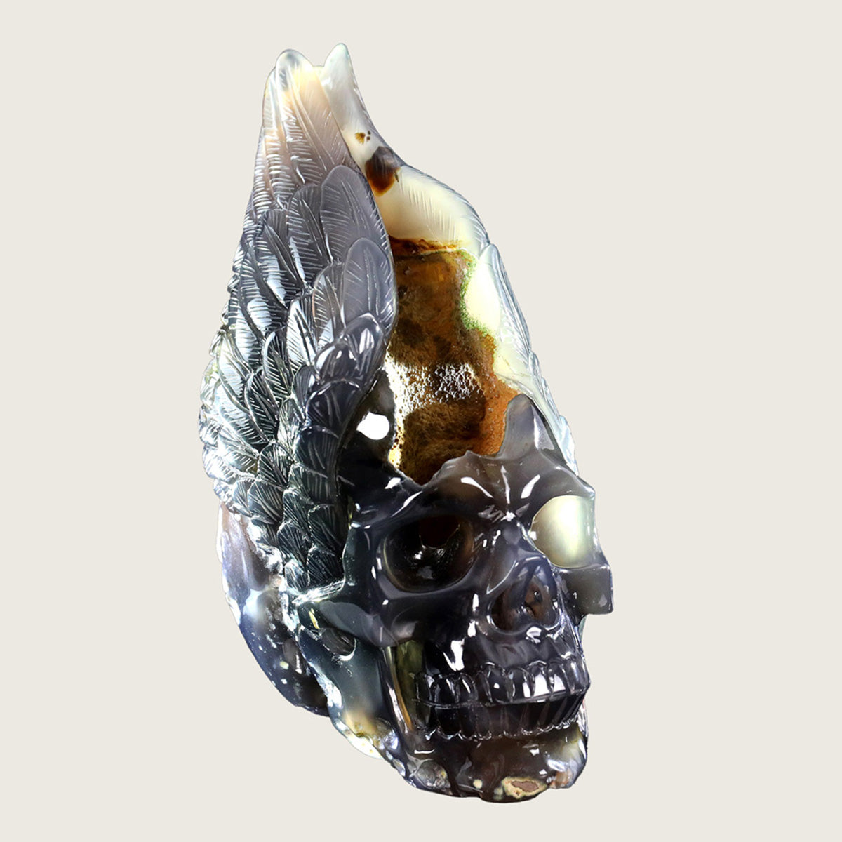 5.2" Geode Agate Huge Skull Carving  #SCS0006