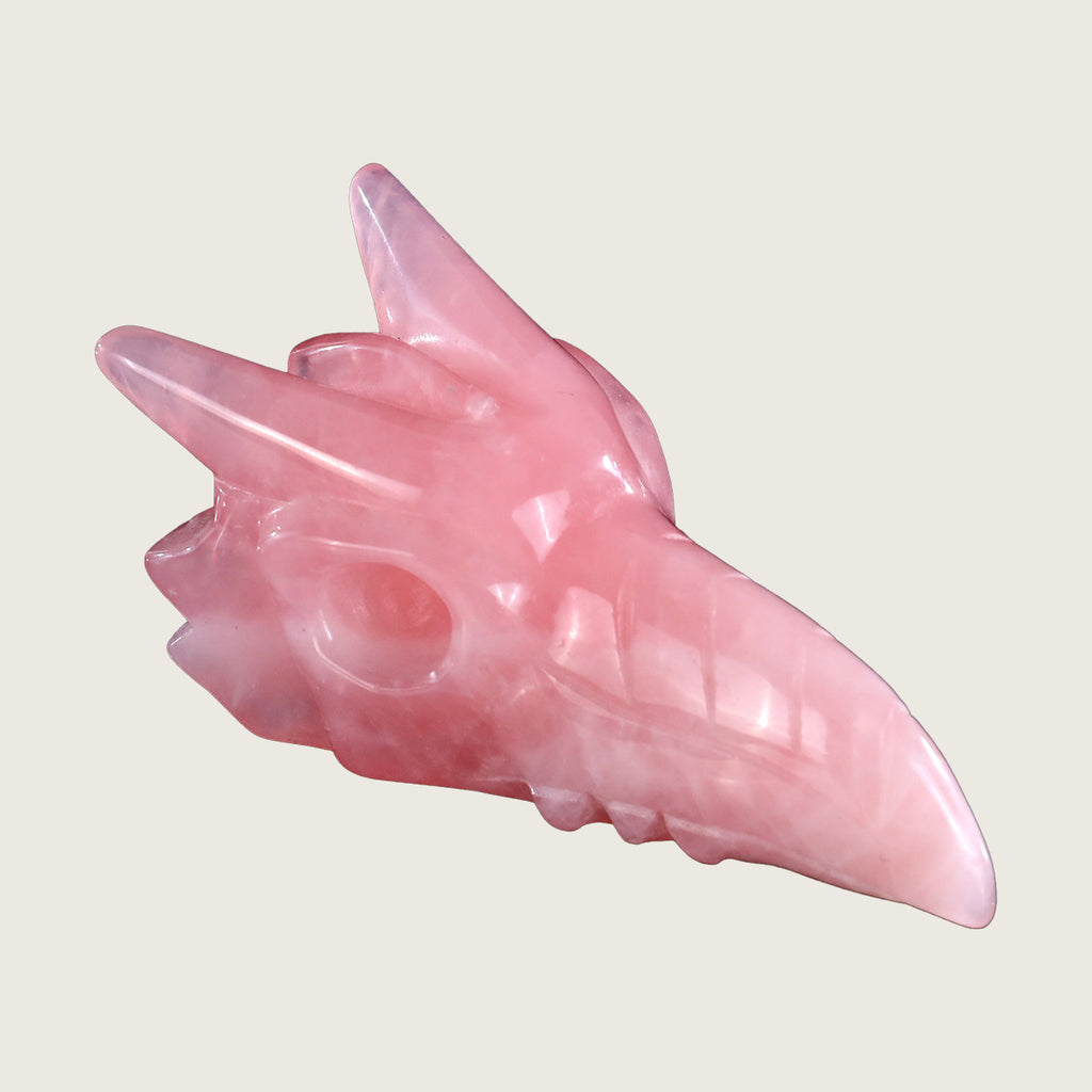 3.7" Rose Quartz Phoenix Skull Carving  #CSC0008