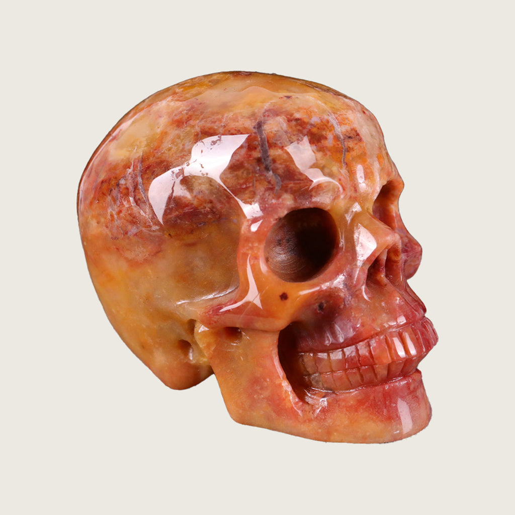 3.0" Chalcedony Jasper Human Skull Carving  #SKH30019
