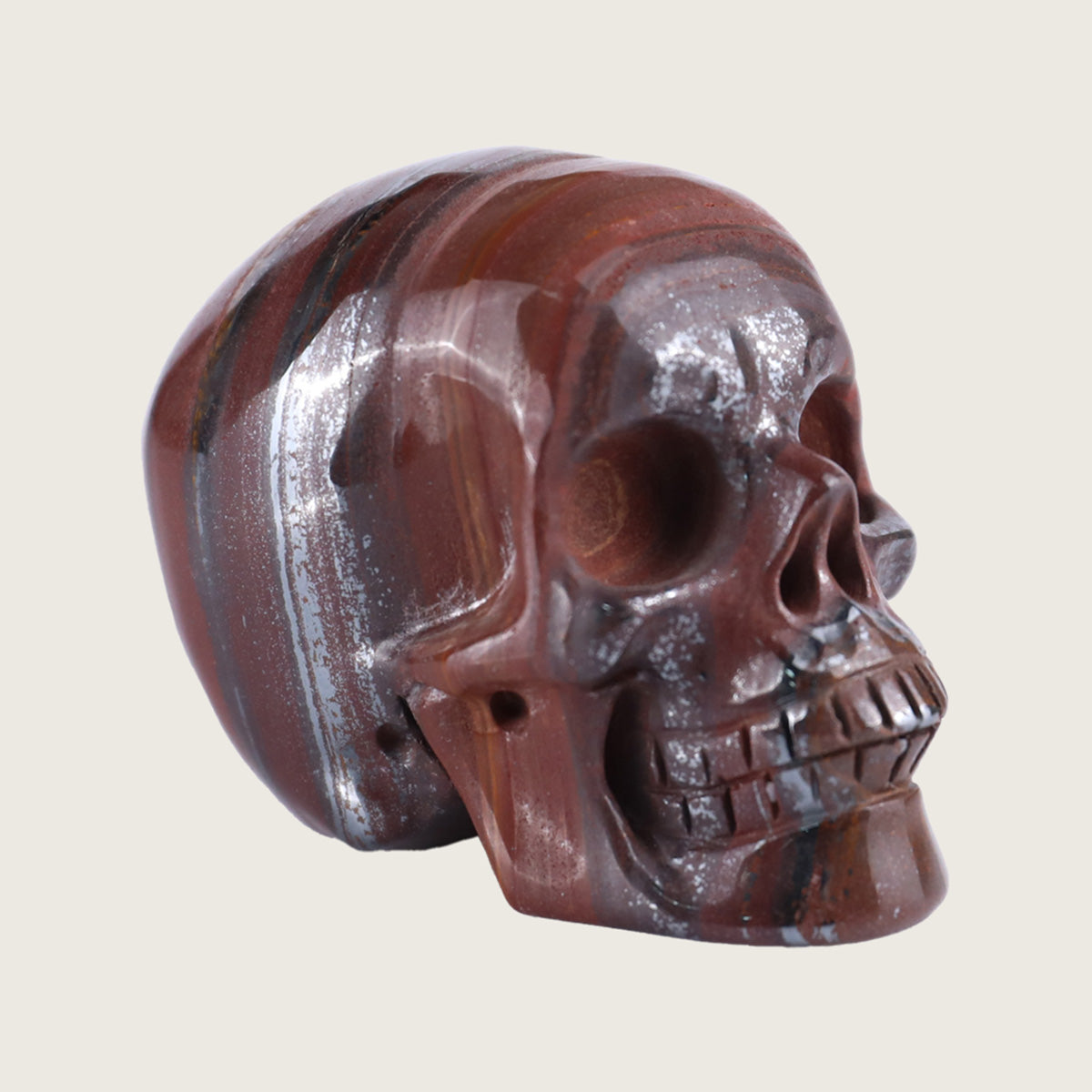 2.2" Tiger Iron Human Skull Carving  #SKH22013