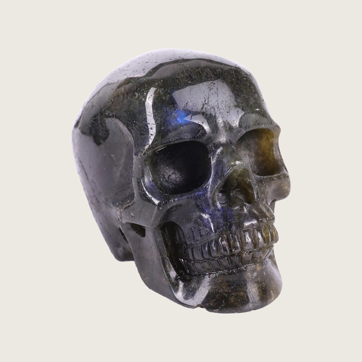 3.0" Blue Labradorite Human Skull Carving  #SKH30015