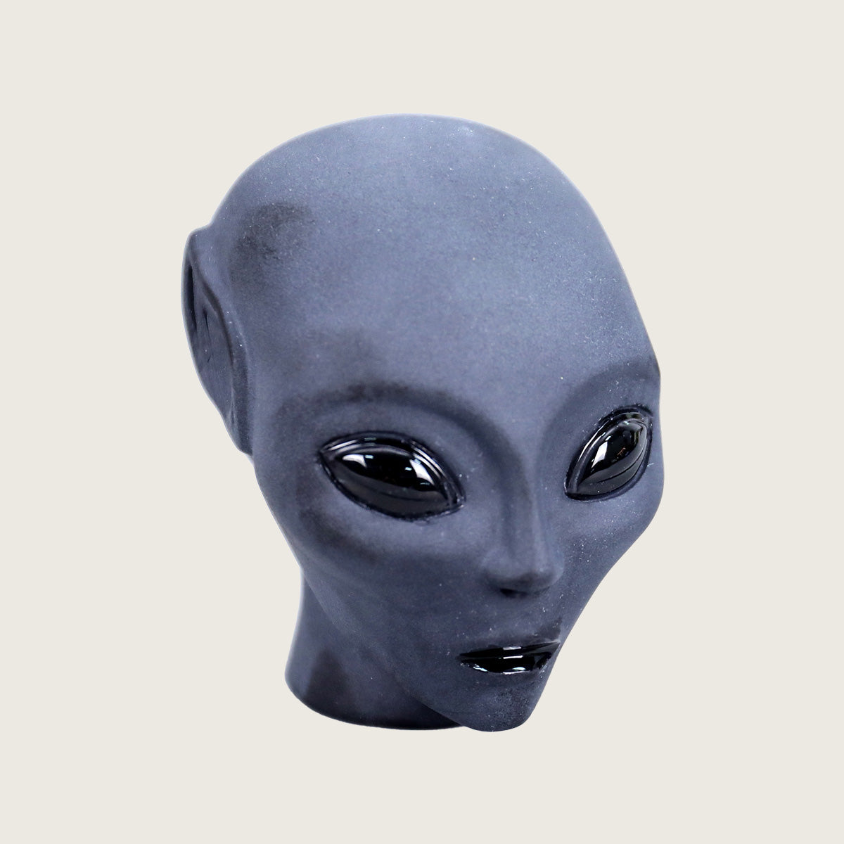 3.5" Black Obsidian Elf Alien Skull Carving  #CSC0001