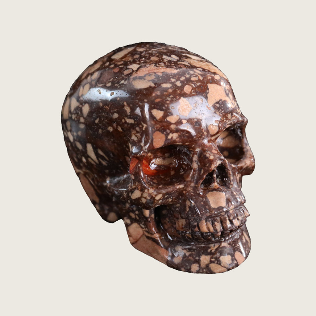 3.0" Coffee Stone Crystal Skull Carving  #SKH30058