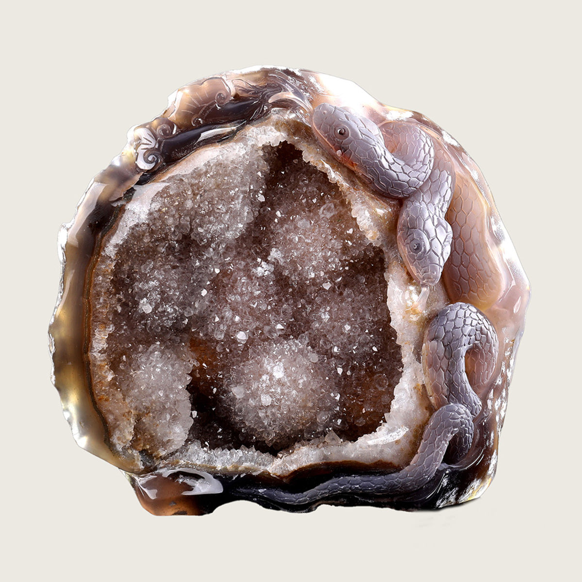 6.7" Druzy Agate Geode Carving  #GDC0003
