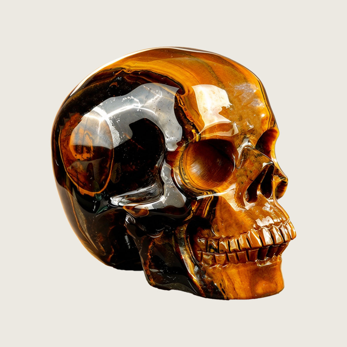 4.5" Tiger Eye Crystal Skull Carving  #SKH45009