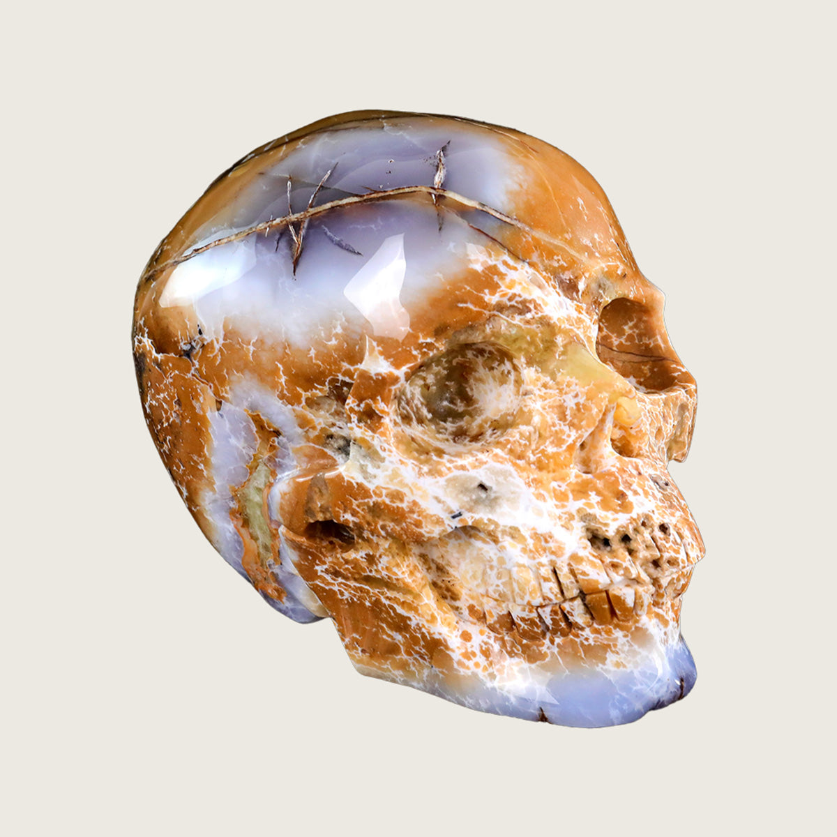 8.6" Chalcedony Crystal Skull Carving  #SCS0020