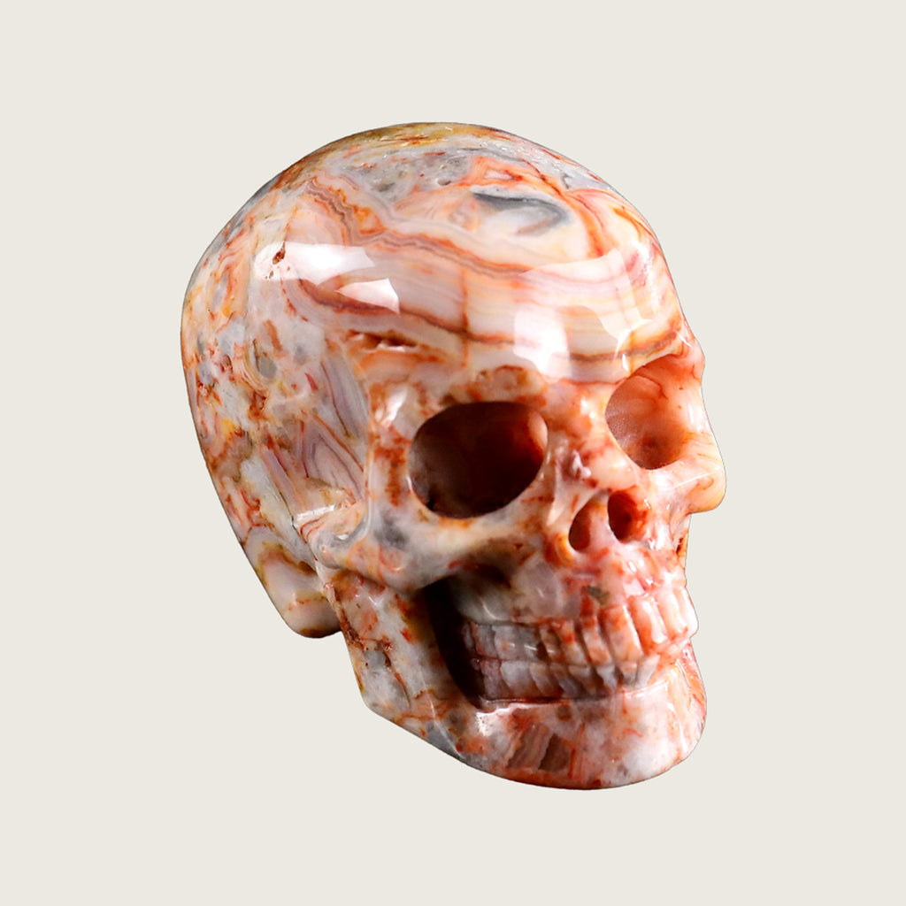 2.2" Crazy Agate Human Skull Carving  #SKH22002