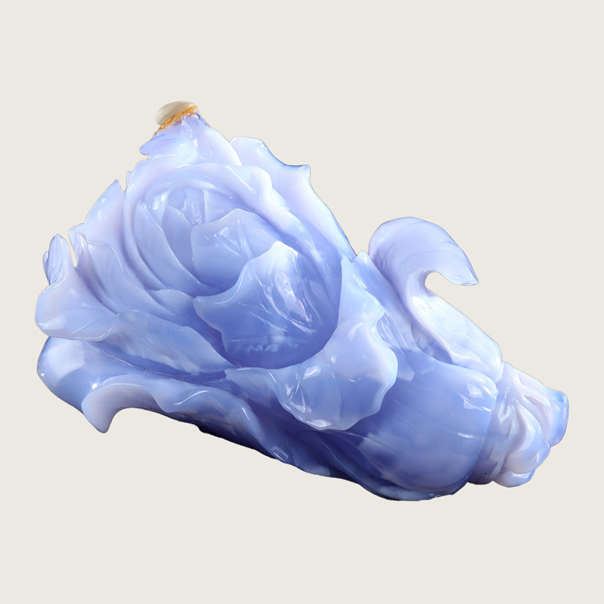 9.4" Blue Chalcedony Chinese Cabbage Carving  #CTC0005