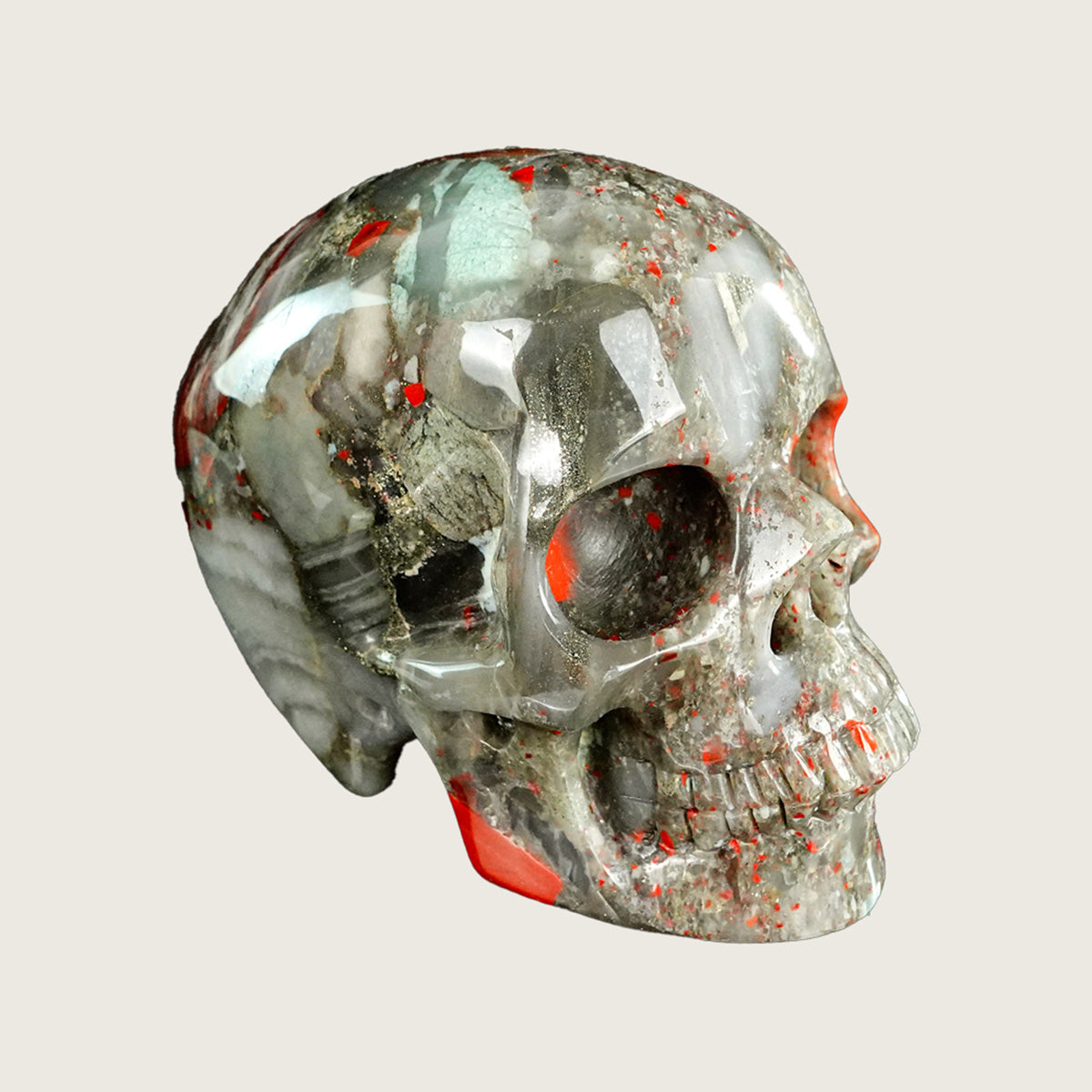 4.5" African Bloodstone Crystal Skull Carving  #SKH45022