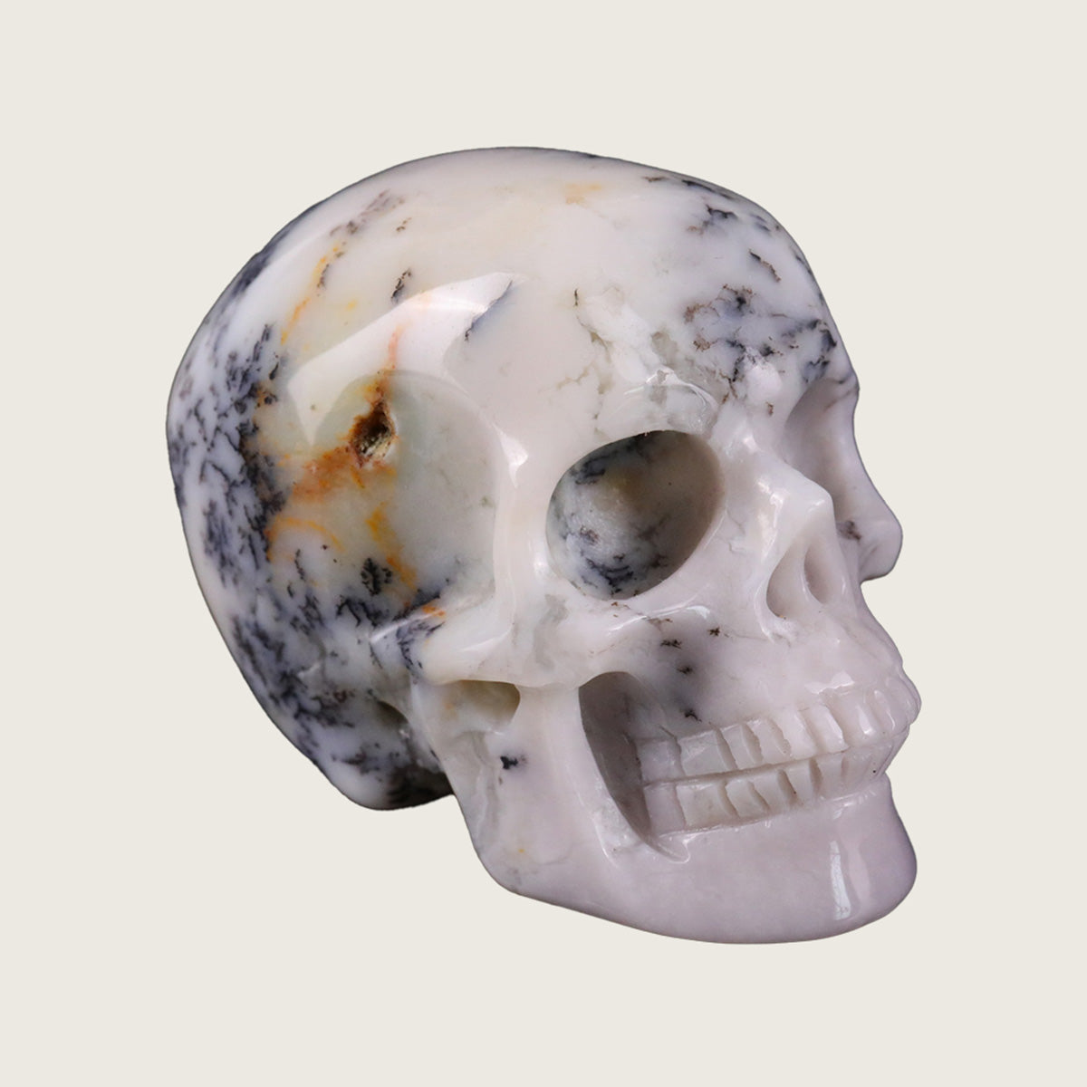 2.2" White Opal Crystal Skull Carving  #SKH22030