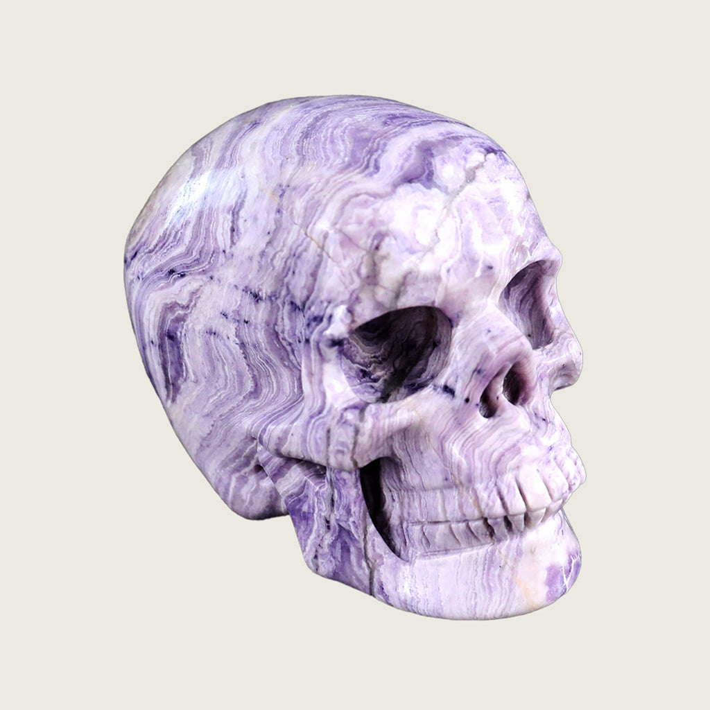 3.0" Purple Malachite Human Skull Carving  #SKH30007