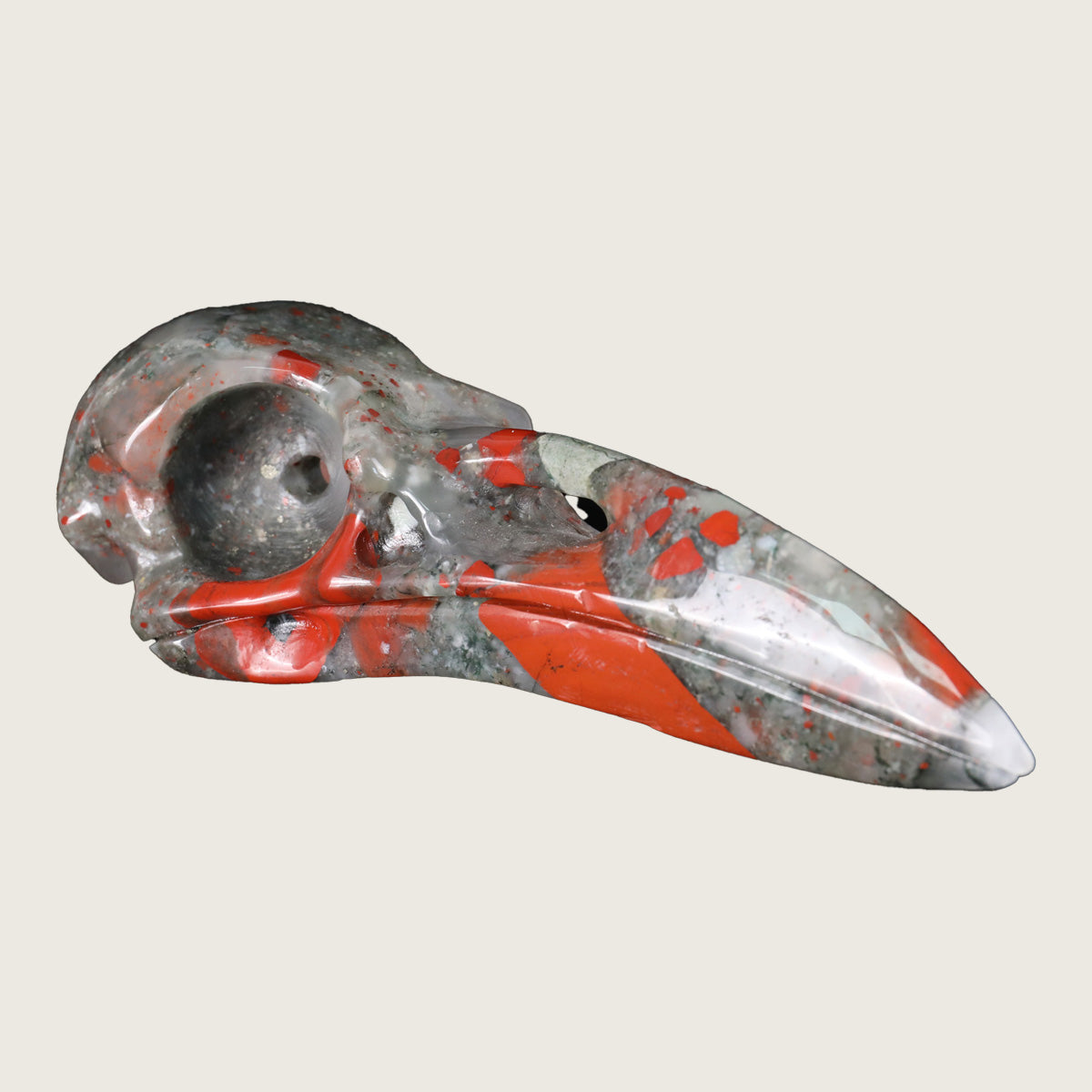 4.6" African Bloodstone Raven Skull Carving  #CSC0011