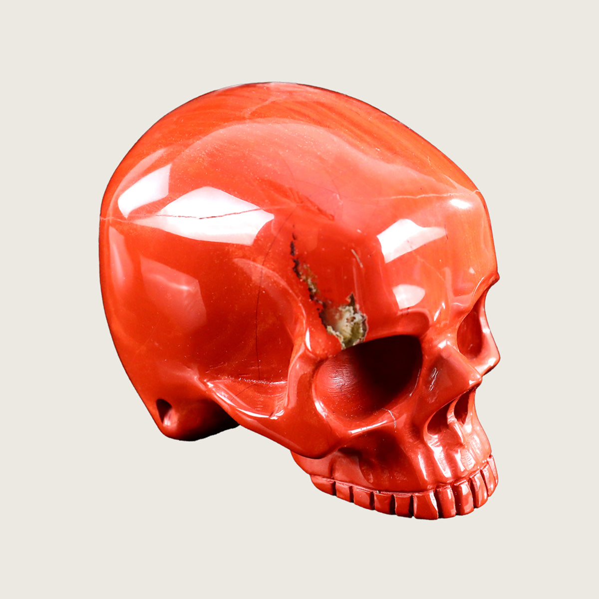 4.1" Red Jasper Jawless skull Carving  #CSC0016