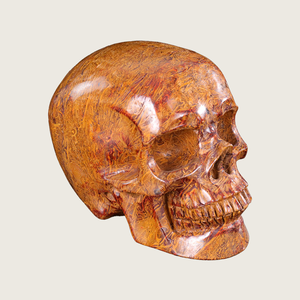 7.0" Elephant Skin Jasper Human Skull Carving  #SCS0015