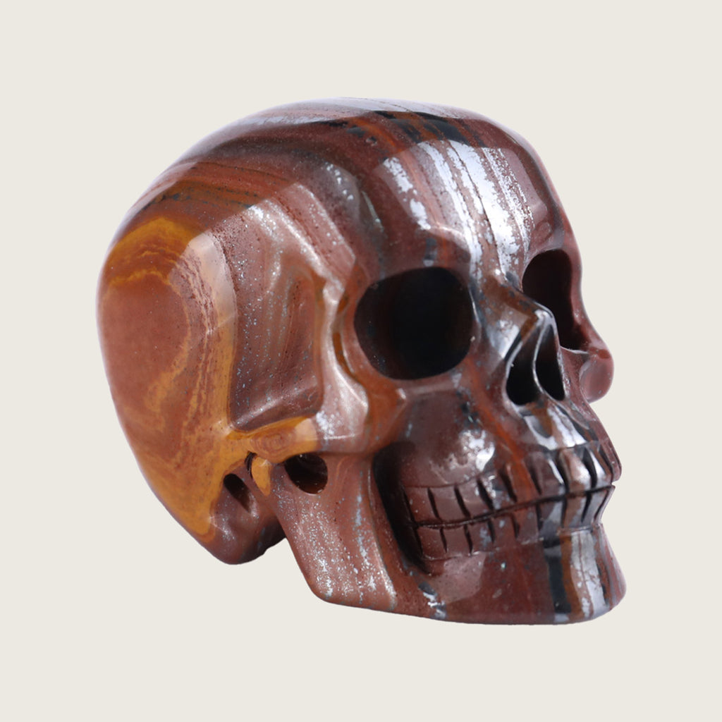 2.2" Tiger Iron Human Skull Carving  #SKH22012