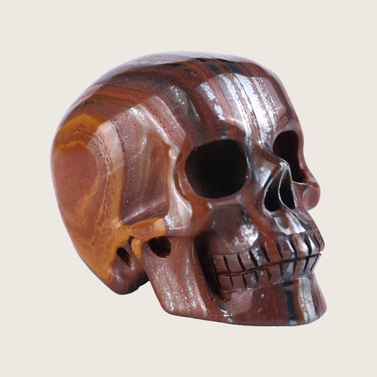 2.2" Tiger Iron Human Skull Carving  #SKH22012