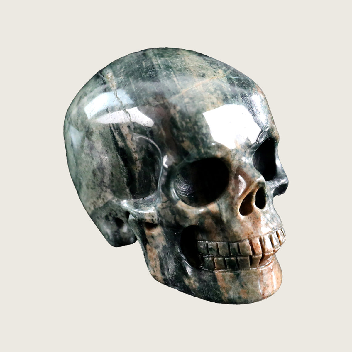2.2" Nine Dragon Jade Human Skull Carving  #SKH22004