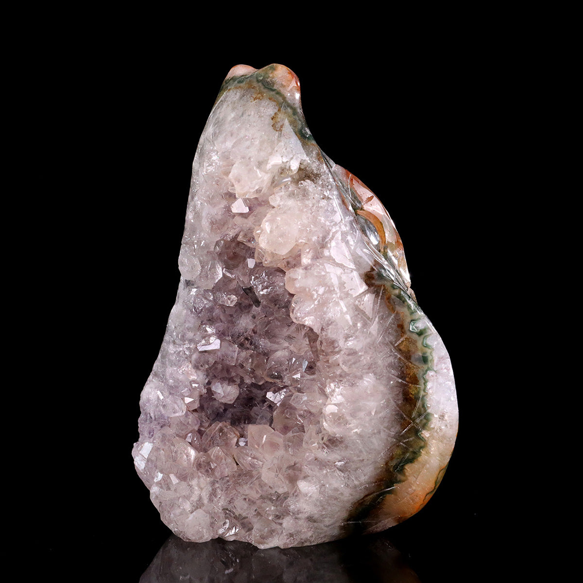 5.0"Geode Agate Crystal Snake Carving  #GDC0027