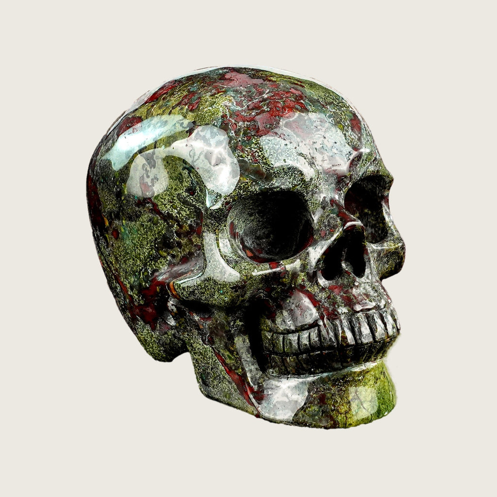 4.5" Dragon Blood Jasper Crystal Skull Carving  #SKHDB4501