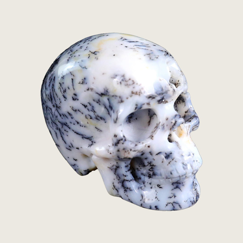 2.2" White Opal Crystal Skull Carving  #SKH22044